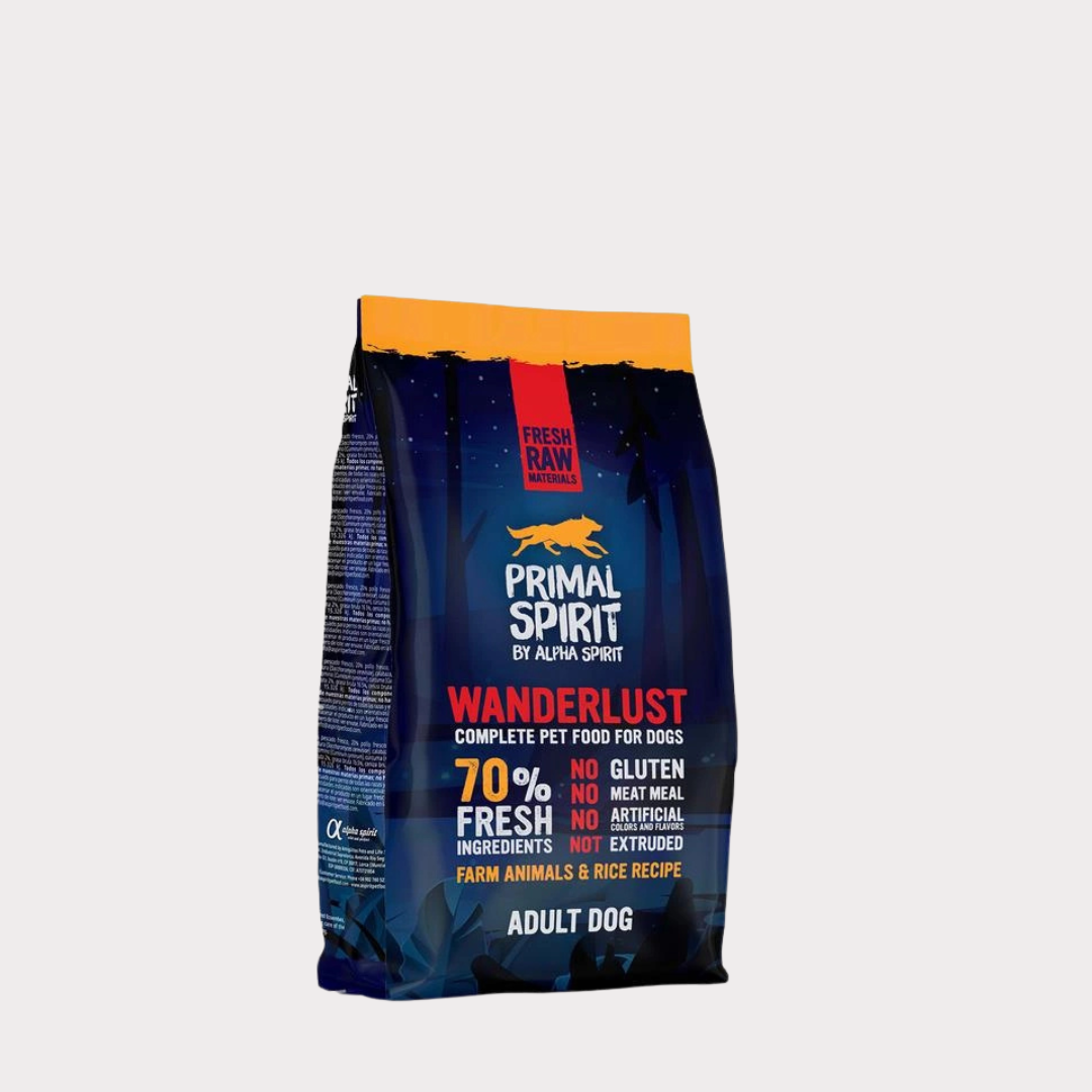 PRIMAL SPIRIT Wanderlust minkštas ėdalas šunims su vištiena ir ryžiais 1 kg