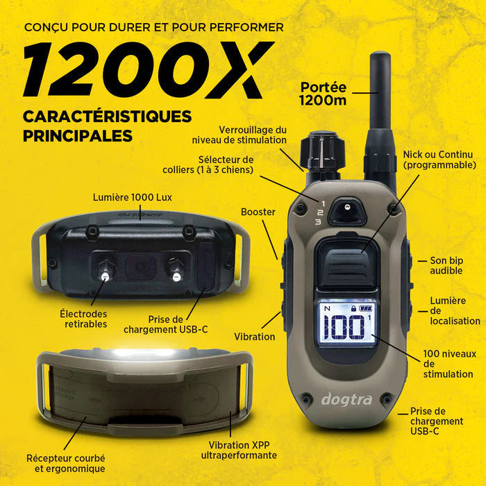 Dogtra 1200X nuotolinio dresavimo antkaklis | veikimo nuotolis iki 1200 m
