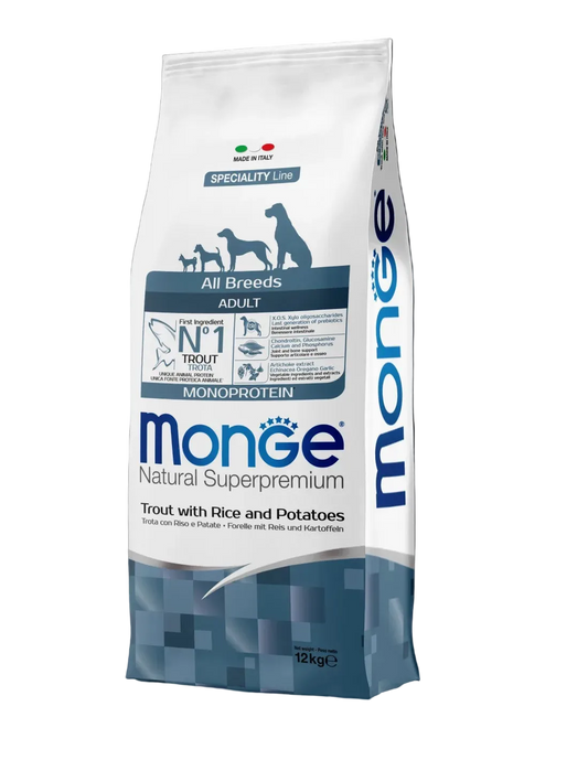 Monge Dry Dog All Br. Adult Monoprotein Trout, Rice&Potatoes 12 kg