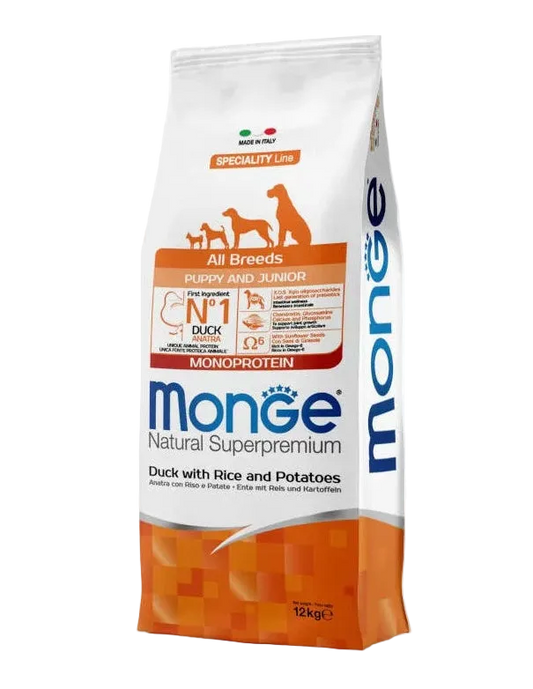 Monge Dry Dog Spec. Line Monopr. - All
Breeds Puppy Duck, rice & potatoes 12 kg